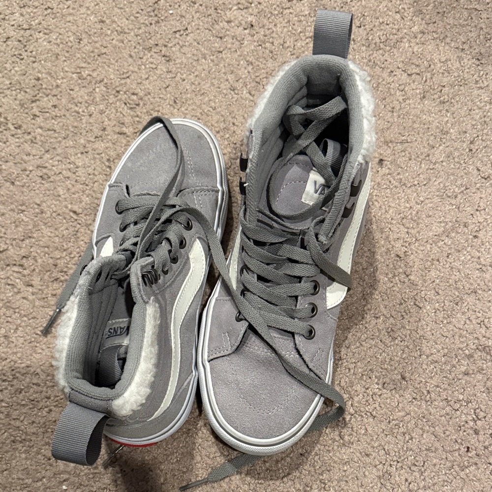 Vans Charcoal High-Top Sneakers with Fleece Lining